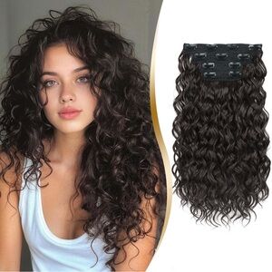 Dark Brown Curly Hair Clip On Extensions